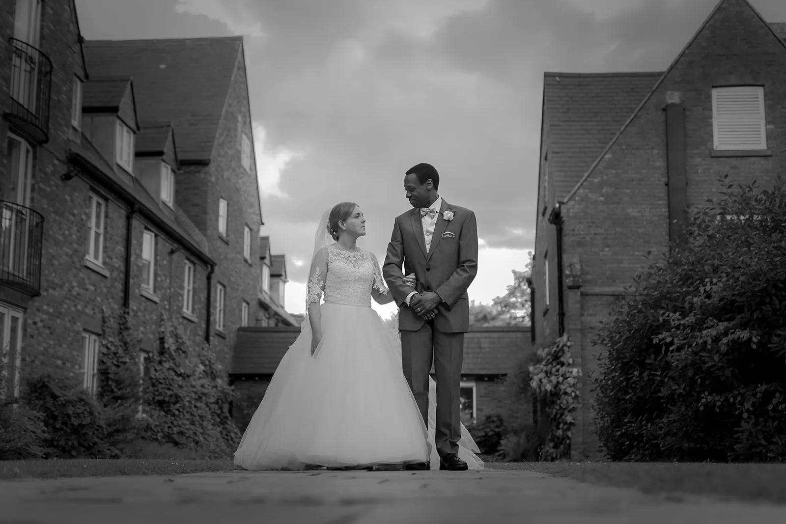 Black and white portrait of a couple, unposed wedding photography near Garstang