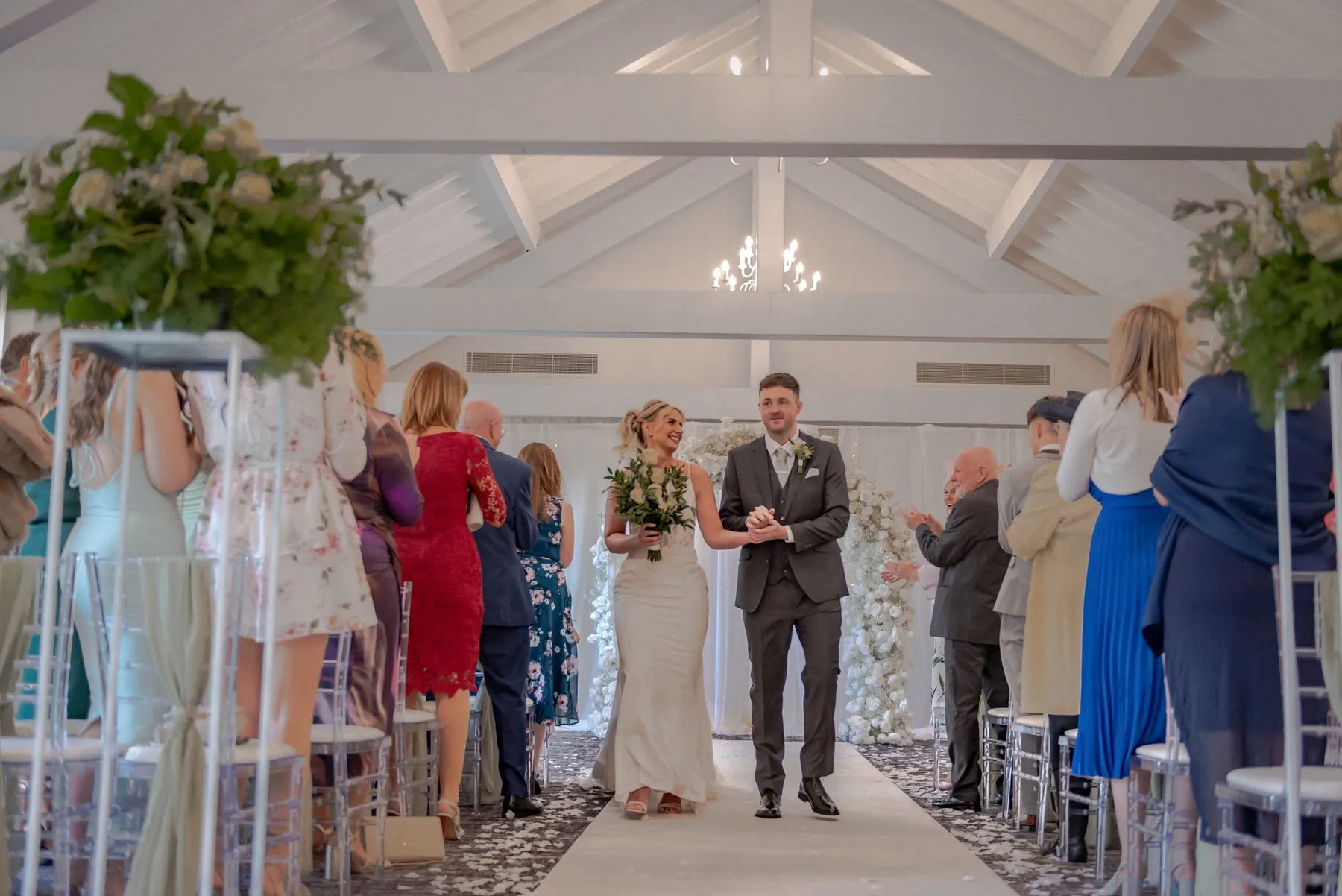 Ceremony down the aisle, the kind of church wedding common in Longridge